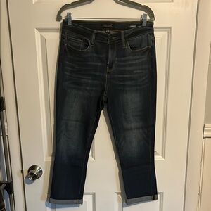 Judy Blue Ankle Cropped Jeans in Blue with Subtle Distressing